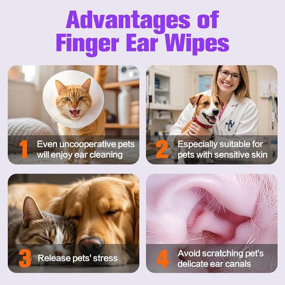 Dog Ear Wipes,Gently Remove Ear Wax & Dirt,Relieve Ear Itching Fresh Coconut ... - Picture 5 of 6